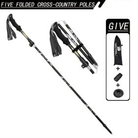 5-Section Collapsible Hiking Poles - Lightweight Trekking Poles with Secure External Lock, Adjustable Length (Color: Black)